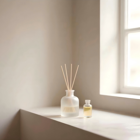 Yinchee Air Care Fragrance Oil reed diffuser bottle displayed on a windowsill