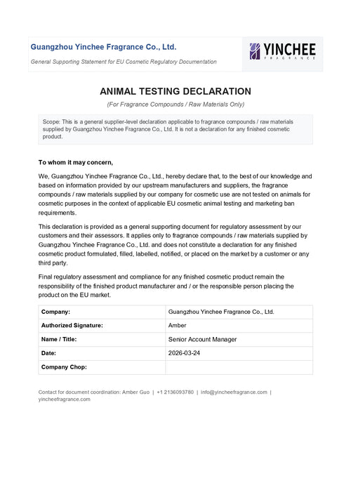 Animal Testing Declaration