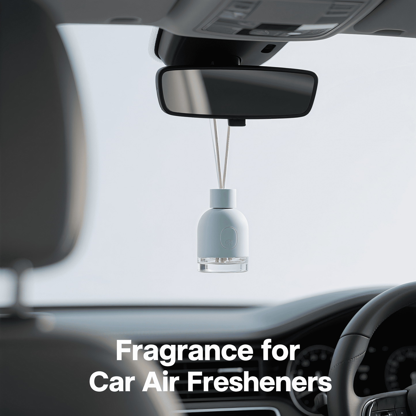 Yinchee Air Care Fragrance Oil car air freshener hanging from rearview mirror.