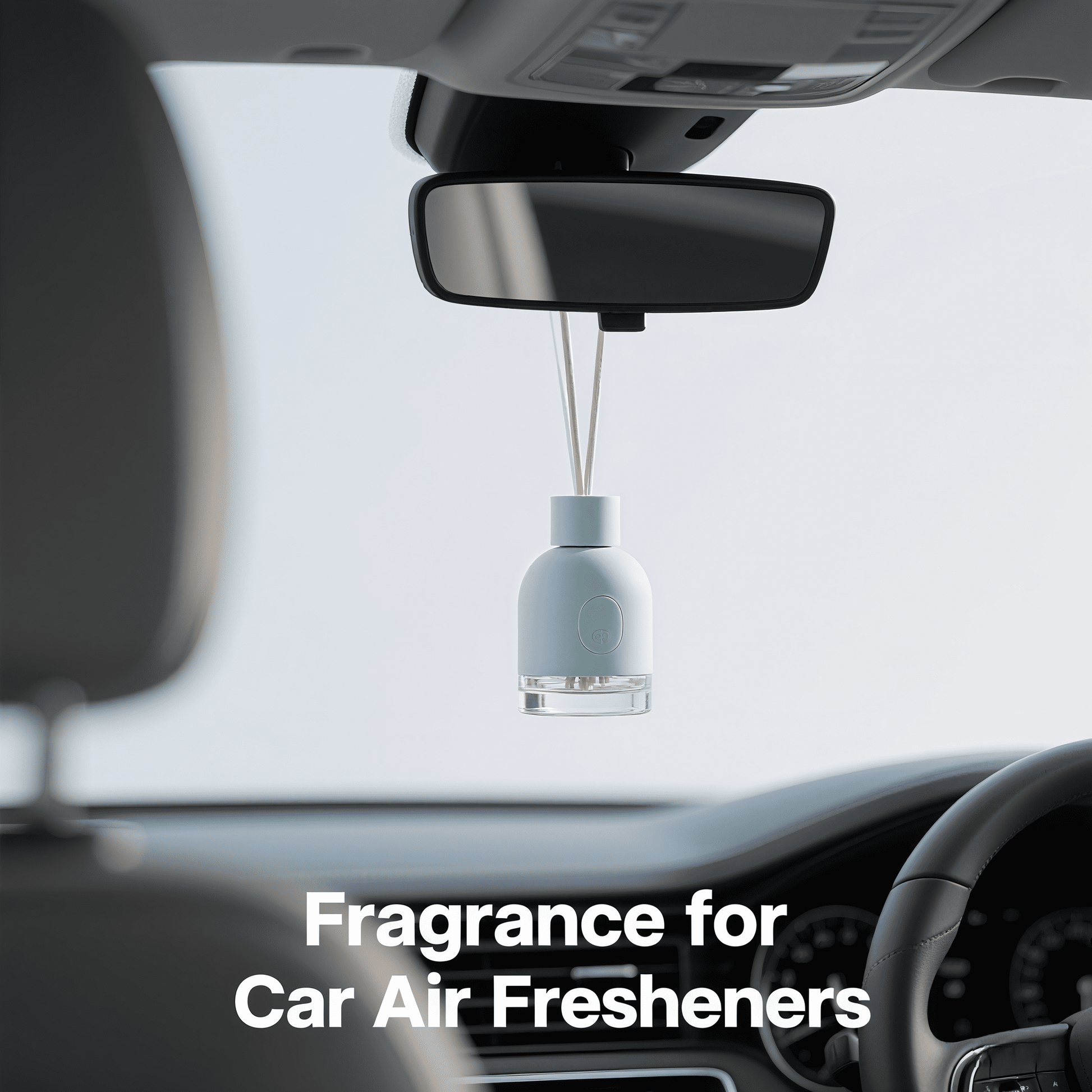 Yinchee Air Care Fragrance Oil car air freshener hanging from rearview mirror.